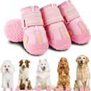 Hcpet Dog Shoes, Dog Boots for Small Dogs, Breathable Medium Dog Booties Paw Protector for Summer Hot Pavement, Winter Snowy Day, Outdoor Walking, Indoor Hardfloors Anti Slip Sole Pink Size 1 (#1 (width 1.57 inch) for 10-23 lbs)