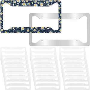 BBTO 24 Pcs Sublimation License Plate Frame Blanks, Universal Metal Aluminum License Plate Holder White Heat Thermal Transfer License Plate Covers DIY Custom Car Tags for Front Rear Frame Accessory