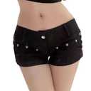 Y2k Summer Women Low Rise Denim Shorts Harajuku Jean Hot Pants Gothic Vintage Casual Streetwear (Black, M)