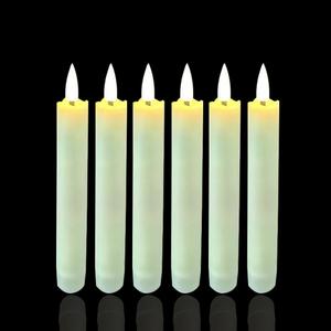 6Pack Flameless Taper Candles with Timer 6 Hours On and 18 Hours Off Cycle Automatically for Table Decorations Halloween Christmas Church Wedding (Warm White) No Remote