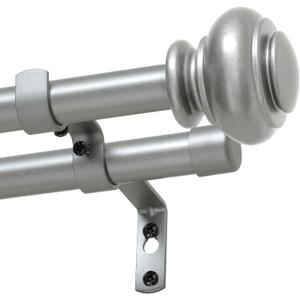 H.VERSAILTEX Double Curtain Rods for Windows 16.2 to 43.8 Inches 3/4 inch Diameter Adjustable Decorative Telescoping Double Curtain Rod with Brackets Heavy Duty Splicing Curtain Rods, Goldish Nickel