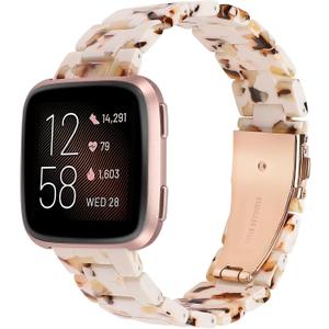 Wearlizer Resin Band Compatible with Fitbit Versa 2/Fitbit Versa/Versa Lite Bands Women Men, Lightweight Bracelet Replacement Wristband Strap for Versa 2 Smartwatch (Nougat White)
