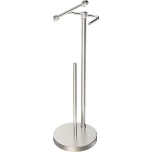 Toilet Paper Holder Stand, Post Pivoting Design Free Standing Toilet Paper Holder with Storage for 4 Rolls, SUS304 Stainless Steel Tissue Holder with Reserve, Heavy-Duty Base (Brushed Nickel)
