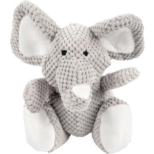 goDog Checkers Elephant Tough Plush Toy with Chew Guard Technology, Durable Checkered Fabric & Squeaker for Active Play, Gray, Large