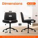 Orange Factory Criss Cross Chair with Wheels Comfy Wide Vanity Desk Chair Dual Base Leather Armless Adjustable Swivel for Home Computer Task (Black Pu, Faux Leather), 34 Inches X 23 Inches X 19 Inches