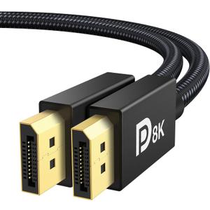 IVANKY 8K DisplayPort Cable 1.4, VESA Certified DP Cable 6.6ft (8K@60Hz, 4K@144Hz, 2K@240Hz)HBR3 Support 32.4Gbps, HDR, HDCP 2.2, FreeSync G-Sync, Braided Display Port for Gaming Monitor, Graphics, PC (Black)