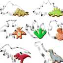 New Dinosaur Cookie Cutter Set - 7 Piece Stainless Steel Fun Dino Cookie Cutter for Kitchen, Baking, Dinosaur Birthday Party Supplies