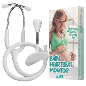 Skywin-Fetal Heartbeat Monitor, Fetoscope Heart Beat Monitors for Pregnancy Detection - 24 Weeks, Baby Heartbeat Monitor Pregnancy, At Home Fetal Heartbeat Monitor with the Stethoscope (White)