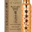 34 Oz Copper Water Bottle - Ayurvedic Hammered Pure Copper Vessel for Hydration, Extra Large, Health Benefits for Drinking Water, Natural Detox, Lower Sugar Intake, Eco-Friendly