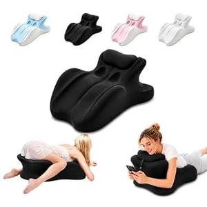Koriva Ergonomic Memory Foam Wedge Pillow, 27° Angled Couples Pillow, Neck Support Pillow Back Support Cushion, Multi-Functional Bed Position Pillow with Removable Cover, Black