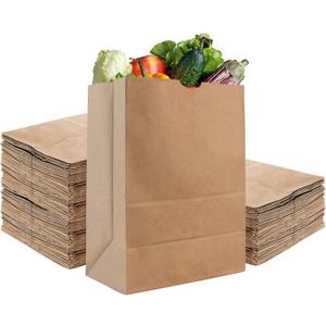 Stock Your Home 52 lb Kraft Brown Paper Bags (100 Count)  Bulk Large Grocery Bags for Shopping