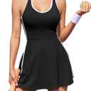 ATTRACO Tennis Dresses for Women with Shorts Pockets and Bra V Neck Racerback Golf Outfits (Large)