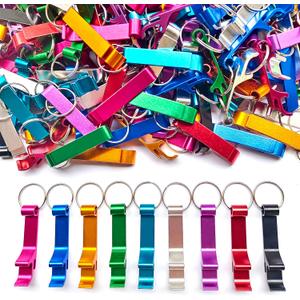 200Pcs Colored Aluminum Bottle Opener Keychain, Soda Beverage Beer Bottle Opener Keychain, for Kitchen/Wedding/Bar/Party