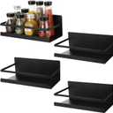4 Pack Magnetic Spice Rack for Refrigerator, Strong Space Saving Shelf Organizer Single Tier Fridge Spice Storage Black
