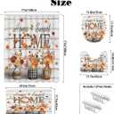 MEHOFOND 4pcs Fall Pumpkin Shower Curtain Set,Autumn Thanksgiving Shower Curtain Set,Maple Leaf Floral Rustic Wood Home Sweet Home Bathroom Decor,Thanksgiving Holiday Curtains with Hooks 72x72 in (Orange2)