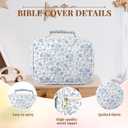 Bible Cover Case for Women,Large Bible Cover for Women, Premium Quilted Fabric Bible Book Covers with Handles,Bibles Study Supplies Accessories Holder Blue Flower