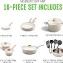 GreenLife 16 Piece Nonstick Cookware Set, Soft Grip Non-Toxic PFAS-Free Ceramic Pots & Pans, Dishwasher & Oven Safe, Frying, Sauce, Saute, Utensils, Glass Lids, Stay-Cool Handles, Wobble Free, Taupe