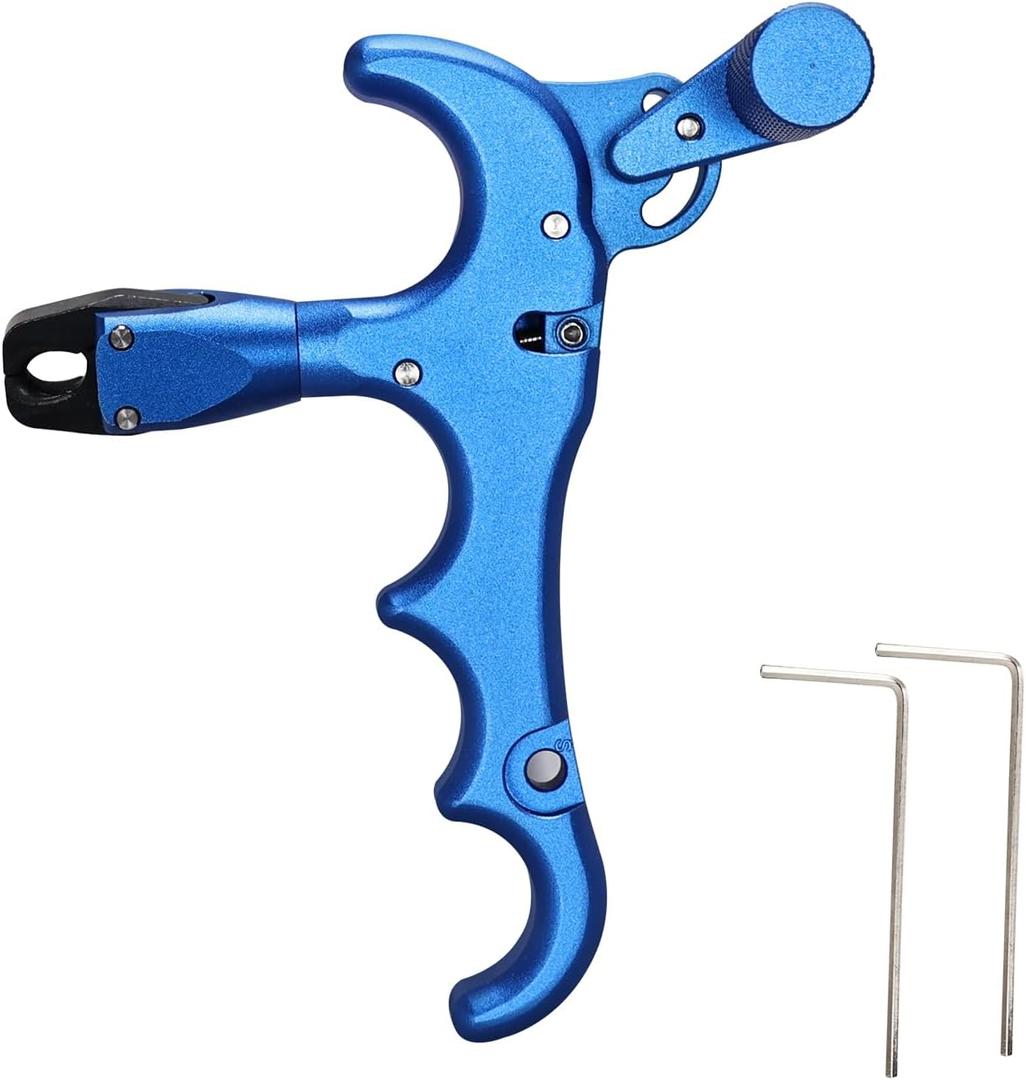 Archery Release Aid with Adjustable Trigger, 360Rotatable Angle Adjustable Aluminum Alloy Release for Right and Left Handers (Blue)