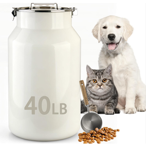 Aloxina Dog-Cat Food Storage Container 40 lb, Large Stainless Steel Bin