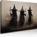 Framed Witch Wall Art Vintage Gothic Canvas Wall Art for Living Room Spooky Bathroom Decor Horror Witchy Painting Prints Mystical Dark Academia Wall Decor for Bedroom 12x16 Inch