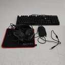 Gaming Keyboard Mouse Mousepad and Headset with mic Combo All in One USB Wired RGB Backlit Rainbow Side Button Gamer Bundle Set Compatible with PC Windows Xbox one PS4 PS5(Black)