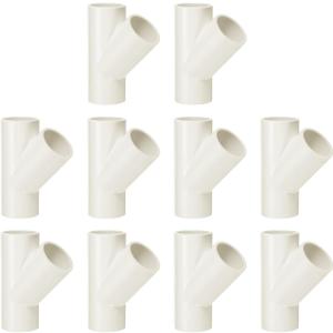 MECCANIXITY 10 Pcs PVC Fitting, 3 Way 45 Degree 25mm Inner DIA PVC Connectors PVC Elbow PVC Pipe Fittings PVC Coupling PVC Furniture Corner Connector for DIY Garden Support Structure, White