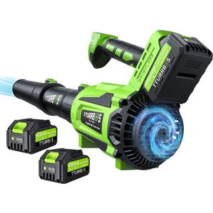 Leaf Blower Cordless - 650CFM Brushless Motor Leaf Blower with 6-Speed Control & Ergonomic Handle - Includes 2 x 5.0Ah Batteries & Fast Charger - Blowers for Lawn Care, Yard, Patio, Leaves, Snow, Dust (Green)