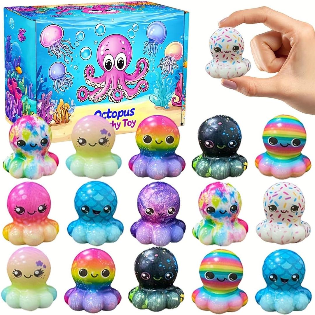 24 Pack Octopus Slow Squishy Toys Soft Stress Relief Fidgets Toys for Kids Boys Girls Party Favors Novelty Prizes