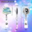 2 x Funny Book Lover Retractable Badge Reel, Pink Glitter Acrylic Badge Reel with Alligator Clip, Cute Bookish Gifts for Reader Writer Teacher Student