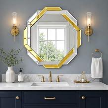 Bathroom Mirror Gold-28”X28” Wall Mirrors Decorative, Beveled Edge Frameless Mirror for Wall Bathroom, Vanity Room, Bedroom, Living Room and Enterway