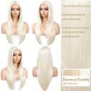 BrownBomb Blonde Wear and Go Glueless Wigs Pre Plucked Pre Cut for Beginners 613 Synthetic Lace Front Wigs With Bangs Long Straight layered Wigs HD Lace 26 Inch 3 Seconds to Wear for Beginners