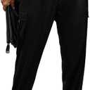 PRETTYGARDEN Women's Satin Jogger Pants Casual Dressy High Waist Long Lounge Pant Trousers Summer Outfits with Pockets (Black,Large)