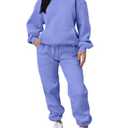 KANSOON Sweatsuits for Women Set 2 Piece Outfits Long Sleeve Hoodie Oversized Sweatshirt Jogger Pants Casual Tracksuit Sets Purple,XL