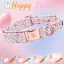 Elegant little tail Easter Dog Collar, Bunny Eggs Print Dog Collar Pet Collar Pink Collar Girl or Boy Dog Collar Puppy Pet Gift Adjustable Dog Collar for Large Dogs