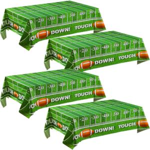 JOYIN 4 Pack Game Day Football Tablecloth Table Cover Touchdown Party Decorations Football Party Supplies (54x72 Inches)