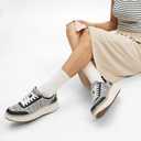 Women Espadrille Platform Sneakers Chunky Fashion Casual Shoes for Women Comfortable Walking Sneakers (10, Black/White)
