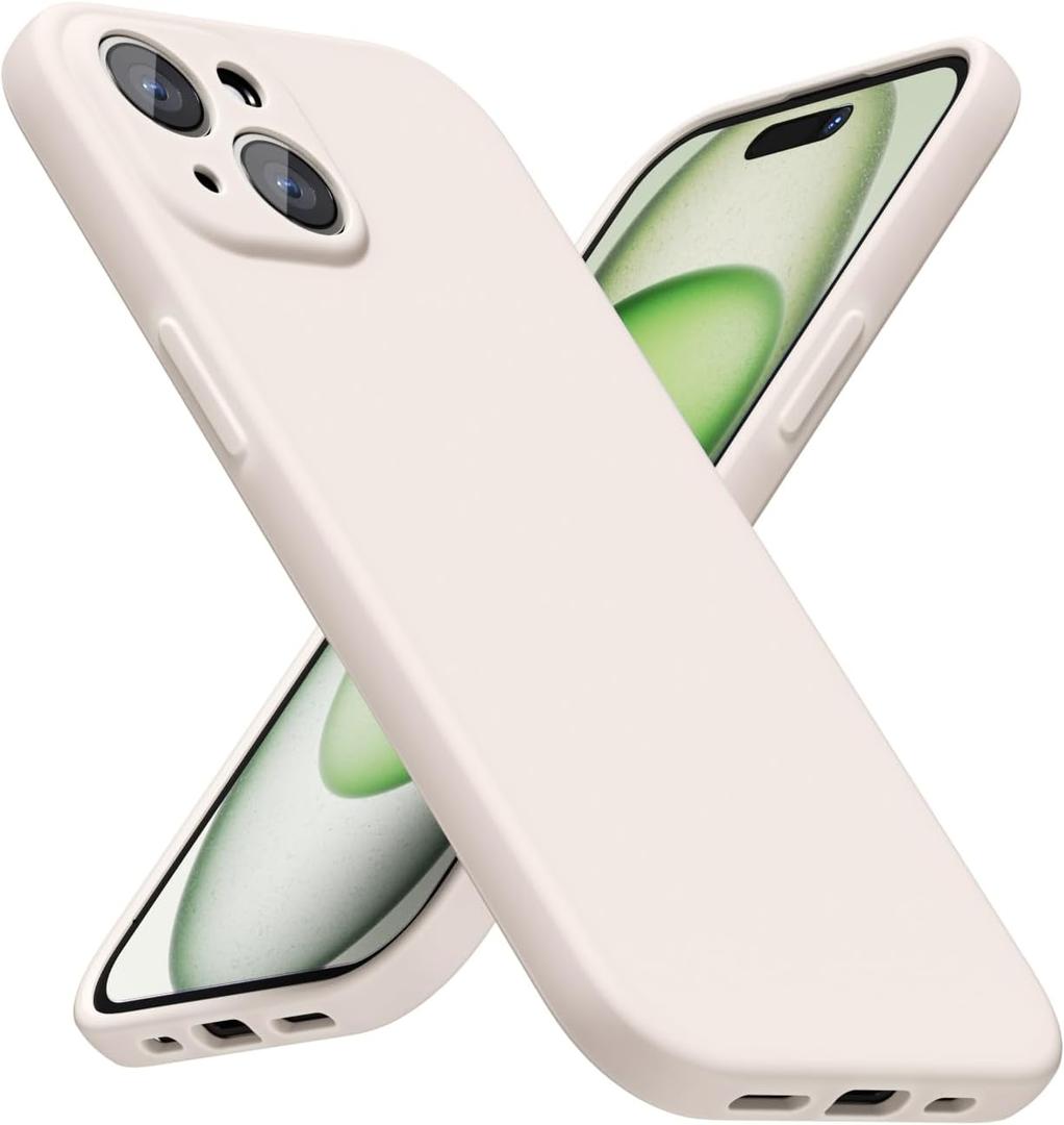 LoeoeL for iPhone 15 Phone Case Silicone, Minimalist Ultra Thin Slim Soft Rubber Gel Solid Color Matte TPU Cute Case for Women Men, Girly Plain Aesthetic Design & Camera Cover, Beige Stone Cream