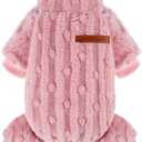 Kosiyi Dog Sweaters for Small Dogs Girl Boy Dog Clothes, Puppy Sweater Fall Winter Turtleneck Pullover Chihuahua Thick Warm Doggie Pajamas, Cold Weather Fleece Outfit, Puppy Pjs, Onesies, Pink, S