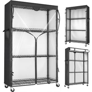 Storage Shelves with Cover & Wheels, 36" W x 14" D x 63" H