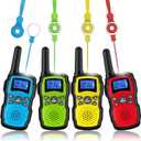 Wishouse Walkie Talkies for Kids Adults Long Range,Xmas Birthday Gift for 3 4 5 6 7 8 9 10 Year Old Boys Girls,Hiking Camping Gear Toys with Lamp,Lanyards,VOX,Easy to Use,4 Pack(No Battery No Charger) (Red Blue Yellow Green)