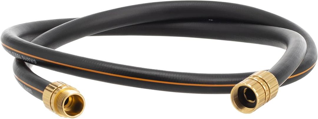 Giraffe Hybrid Leader Hose 5/8" x 6ft, Custom Length, NO Kink, Flexible, Leakproof Water Hose with Male to Female Fittings, 600 Burst PSI (Black and Orange)