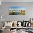 Sea Beach Canvas Wall Art Blue Ocean Pictures Wall Decor Coastal Reeds Nature Prints Seascape Painting Artwork for Living Room Bedroom Office Wall Decoration Framed 20" x 40"
