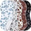 SmoothNovelty 5 Pack Vintage Western Baby Burp Cloths Soft Absorbent Burping Rags for Newborns 19"x9" Spit up Cloths for Boy Girl Newborn Baby Shower Registry Gifts Set Nursery Decor