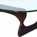 Triangle Glass Coffee Table, 32.3in Mid Century Modern Coffee Table with Tempered Glass Top and Small Coffee Table for Living Room, Funky Center Table for Small Spaces (31.5in, Black Walnut/Transparent)