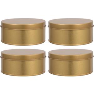 LUOZZY 4pcs Large Round Metal Tin Box for Cookie Candy Storage Airtight Food Container With Lids Golden Home Office Kitchen Use Gift Packaging Organizer