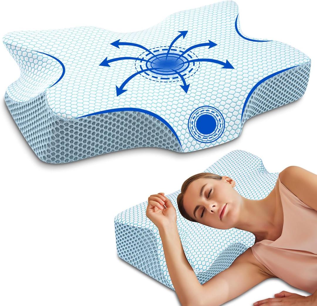 Anvo Cervical Pillow for Neck Pain Relief, Memory Foam Pillows for Neck and Shoulder Pain, Orthopedic Ergonomic Design for Sleeping