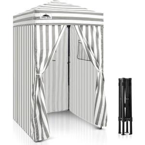 EAGLE PEAK Flex Ultra Compact 4x4 Pop-up Canopy, Sun Shelter, Changing Room, Portable Privacy Canopy Cabana for Pool, Fashion Photoshoots, or Camping, Gray/White