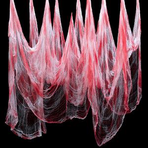 Halloween Creepy Cloth Red 200" x 80" Bloody Halloween Spooky Fabric Cloth, Halloween Gauze Cloth, Halloween Decorations Outdoor Indoor