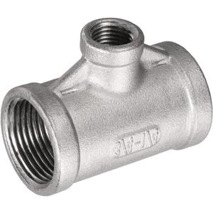 uxcell Stainless Steel 304 Cast Pipe Fitting 3/4 BSPT x 1/4 BSPT x 3/4 BSPT Female Tee Shaped 3 Way Connector Coupler