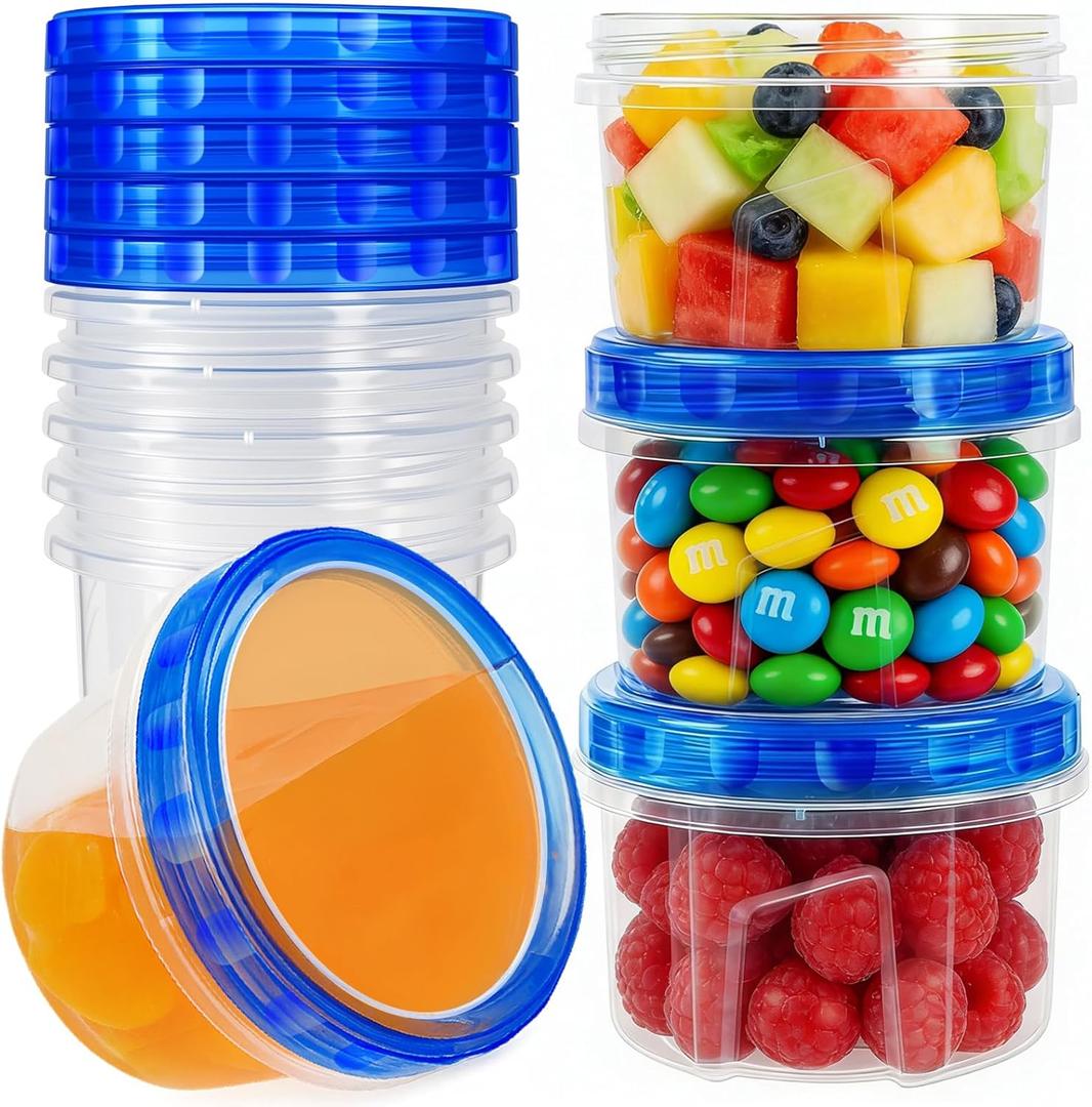 10 Pack 17oz Reusable Freezer Storage Containers with Twist Top Lids Airtight, Clear Plastic Food Storage Meal Prep Containers for Leftover Lunch Fruit Salad Snack, Small Soup Container Microwave Safe